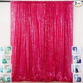 ShiDianYi Sequin-Backdrop Fuchsia 2 Panels 4FTx6FT Sparkle Wedding & Birthday Backdrop Hot Pink Sequin Curtains