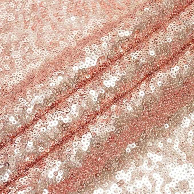 Eternal Beauty Rose Gold Sequin Backdrop, 10x10 Ft Glitter Background Curtains for Shimmer Photography Party Wedding Birthday Back Drop Decor