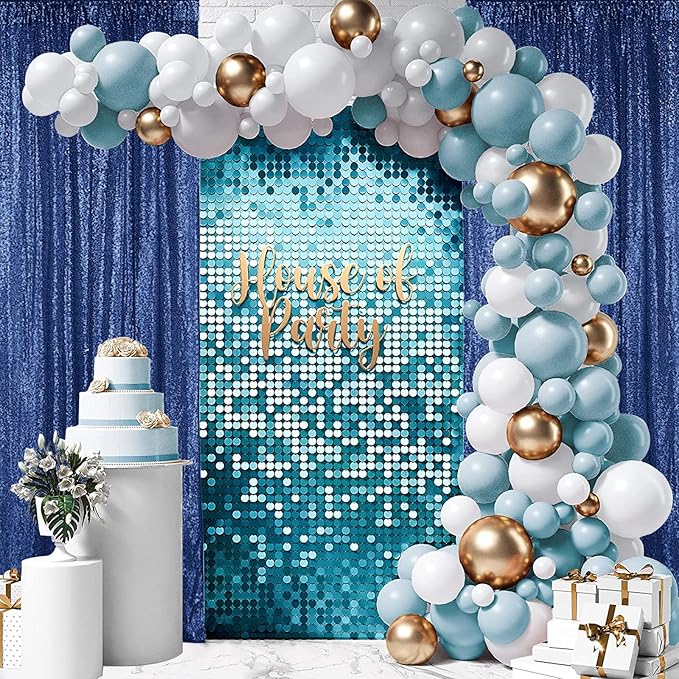 Backgrounds Navy Sequin Mesh Backdrop, 2 x 8 Ft, Pack of 4, Wrinkle-Free