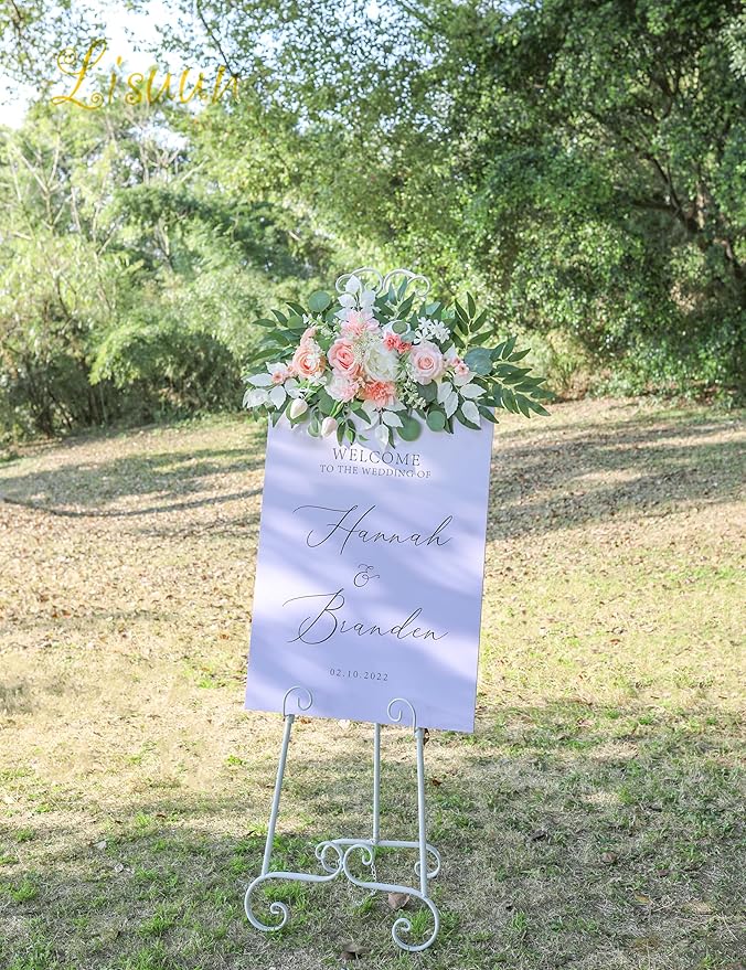 Artificial Flowers Wedding Arch Swag Set, Champagne and Pinkish White