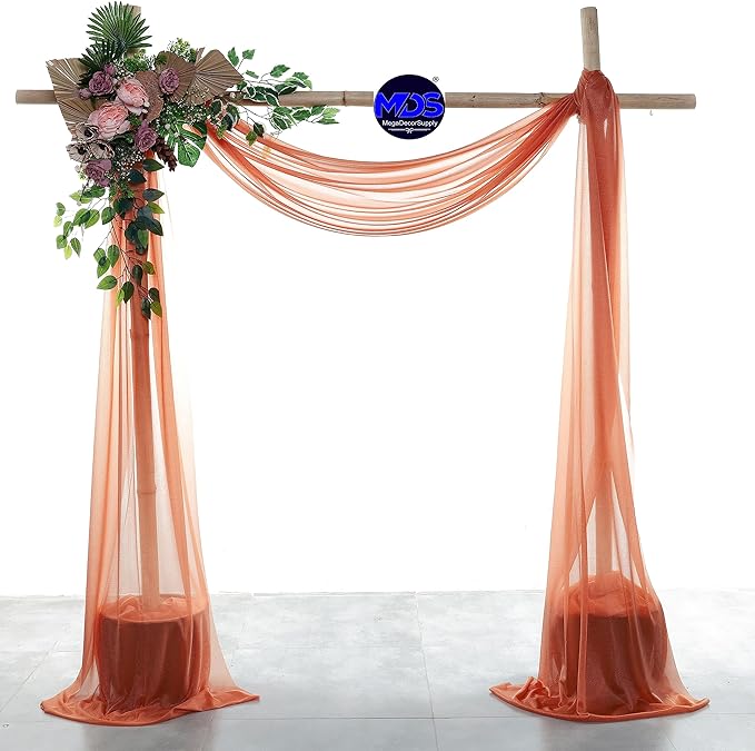MDS Halloween Chiffon Draping Fabric - 2 Panel, 30" Wide x 75ft Long - Sheer Spooky Arbor & Canopy Drapery for Haunted House Backdrops, Party Ceilings, DIY Costumes & Themed Events - Terracotta