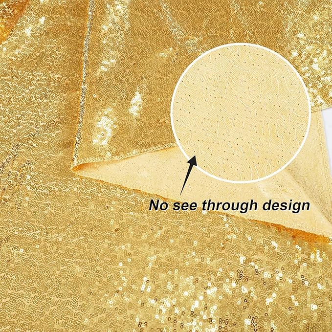 Gold Sequin Backdrop Curtain, 10ft x 10ft, Satin-Backed, Light-Blocking