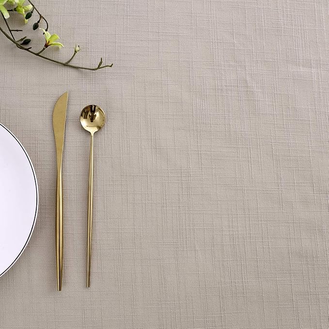 maxmill Lux Faux Linen Tablecloth with Slubby Yarn Textured Weaves Wrinkle Resistant Anti-Shrink Soft Table Cloth for Kitchen Dining Restaurant Tabletop Rectangle 60 x 120 Inch Natural