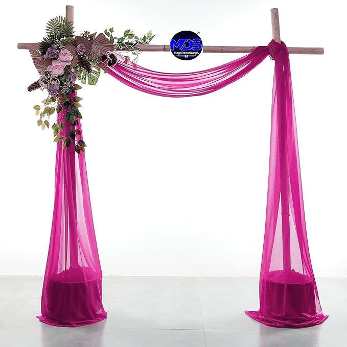 MDS Halloween Chiffon Draping Fabric - 1 Panel, 30" Wide x 40ft Long - Sheer Spooky Arbor & Canopy Drapery for Haunted House Backdrops, Party Ceilings, DIY Costumes & Themed Events - Magenta
