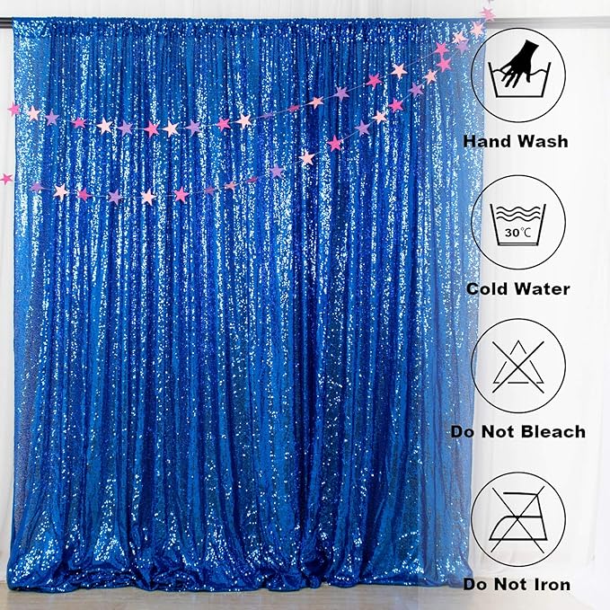 ShinyBeauty Sequin Backdrop Royal Blue 10x10FT Backdrop for Photography Blue Wedding Backdrop 10FT Baby Birthday Photo Booth Backdrop Glitter Backdrop for Party Fabric Backdrop