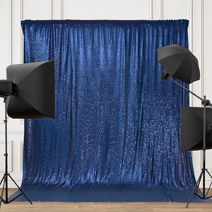 Backdrop Navy Blue Sequin, 6Ft x 8Ft Photo Background
