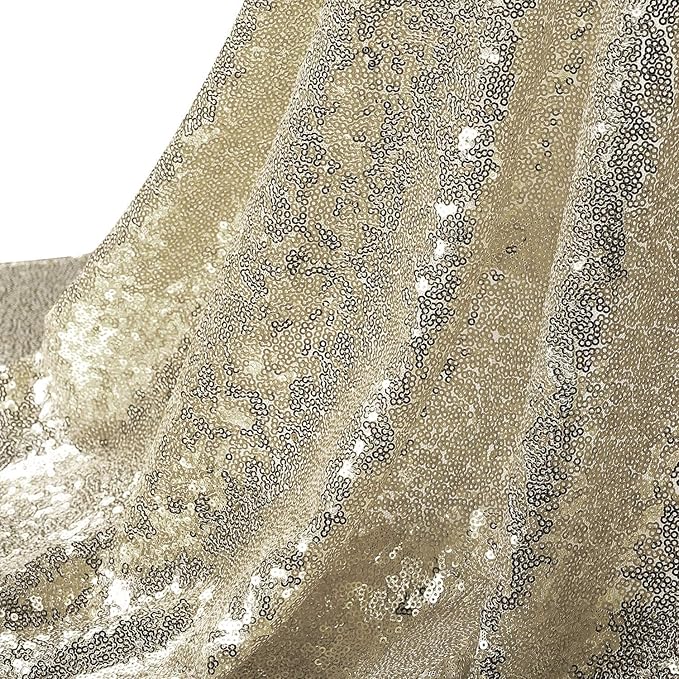 Sequin Backdrop Curtain, Champagne, 10 x 10 Ft, 1 Panel with Rod Pocket