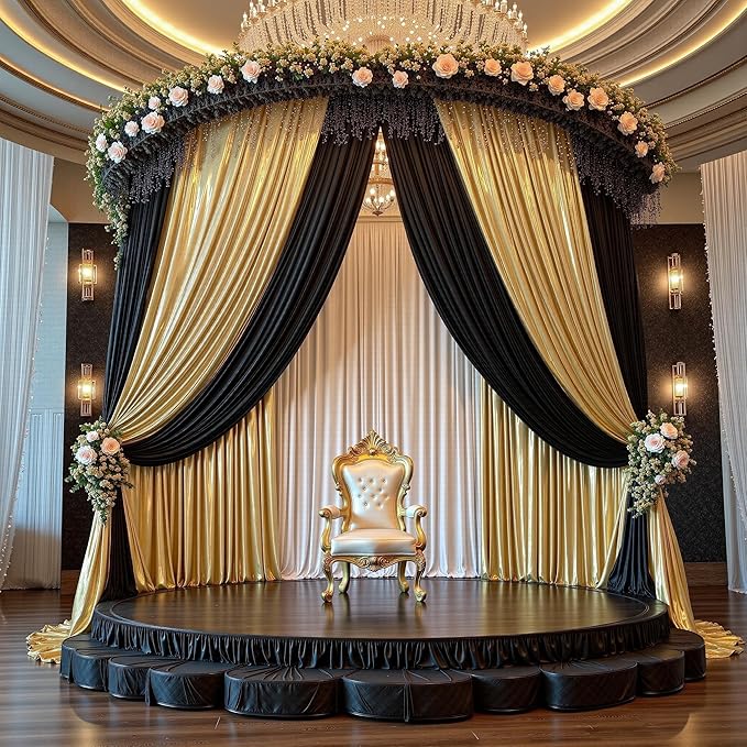 Backdrop Drape Black Sequin, 4 Panels, 20 x 10 ft Wrinkle-Free