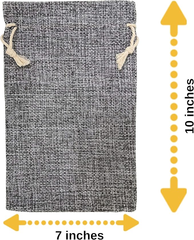 Gift Bags - 50 Pack Gray Burlap with Jute Drawstring, 7 x 10 Inch