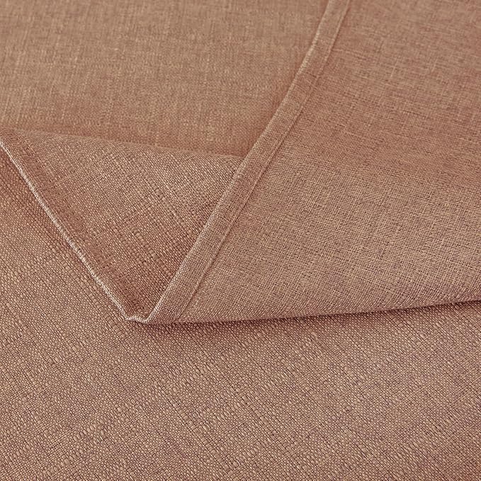 NLMUVW Mocha Linen Tablecloth 84 Inch, Rectangle Textured Table Cloth Water Resistant Farmhouse Table Cover for Kitchen Dining Coffee, 54 x 84 Inch