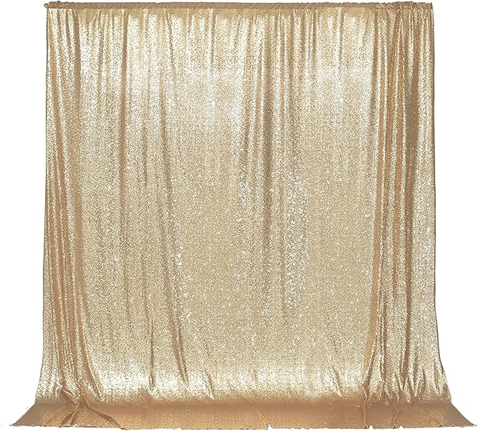 Sequin Backdrop Curtain in Light Gold, 6 x 7 Ft for Weddings and Events