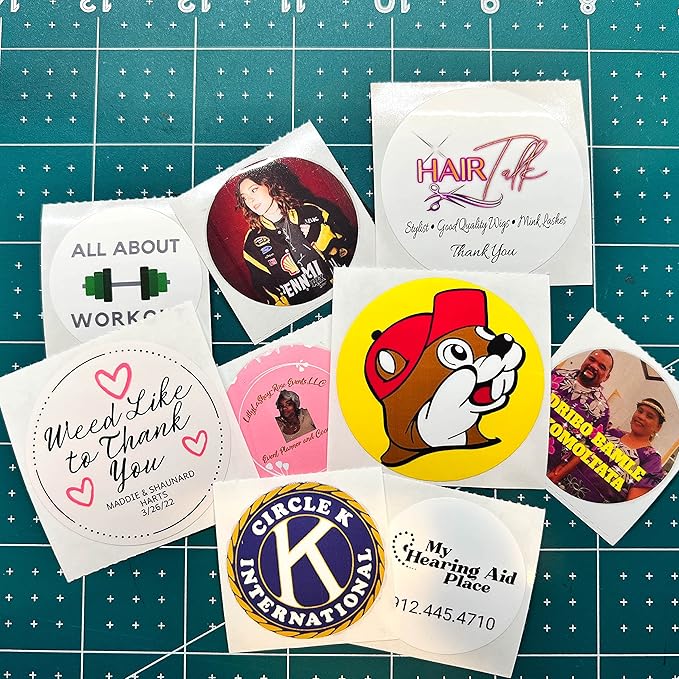 150 Custom Circle/Square BOPP Roll Labels- Personalized Stickers for Business Logo, Party, Wedding Favor, Baby Shower-Any Design Text + Image, Matte/Gloss Finish (2 Inch Square)
