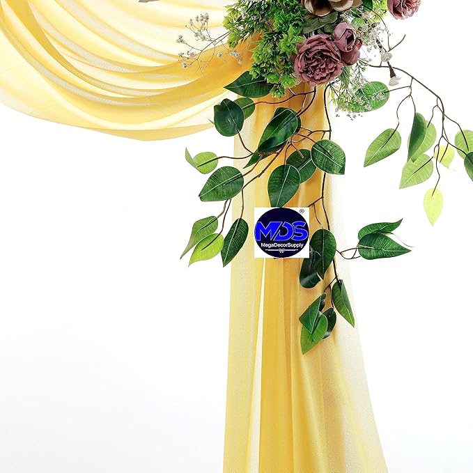 MDS Halloween Chiffon Draping Fabric - 2 Panel, 30" Wide x 75ft Long - Sheer Spooky Arbor & Canopy Drapery for Haunted House Backdrops, Party Ceilings, DIY Costumes & Themed Events - Gold