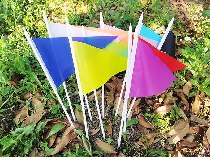 12 Pack Black Pennant Flags Small Mini Hand Held Solid Color Pennant On Sticks Flags with 12.6"Solid Pole & Spear Top,Party Events Celebration,School,Grand Opening,Kids Birthday,Sports Clubs,Flower Pot