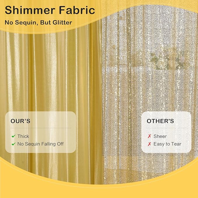 10x10 ft Wrinkle Free Gold Sequin Backdrop Curtain for Parties,Thick Not Fall-Off Glitter Wedding Backdrop Drapes,2 Panels 5x10ft Shimmer Photo Back Drop Cloth for Graduation Photography Background