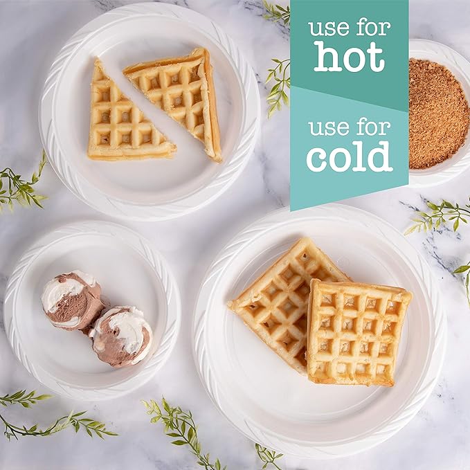 Disposable Plastic Plates, 6 Inch White, Pack of 400