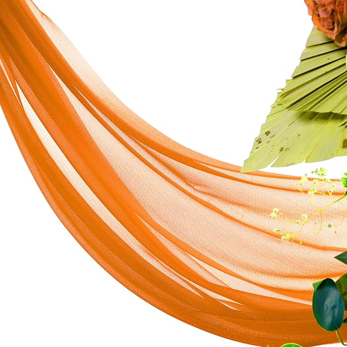 Backdrop Fabric Panel, Orange Sheer Chiffon, 30 in x 50 ft