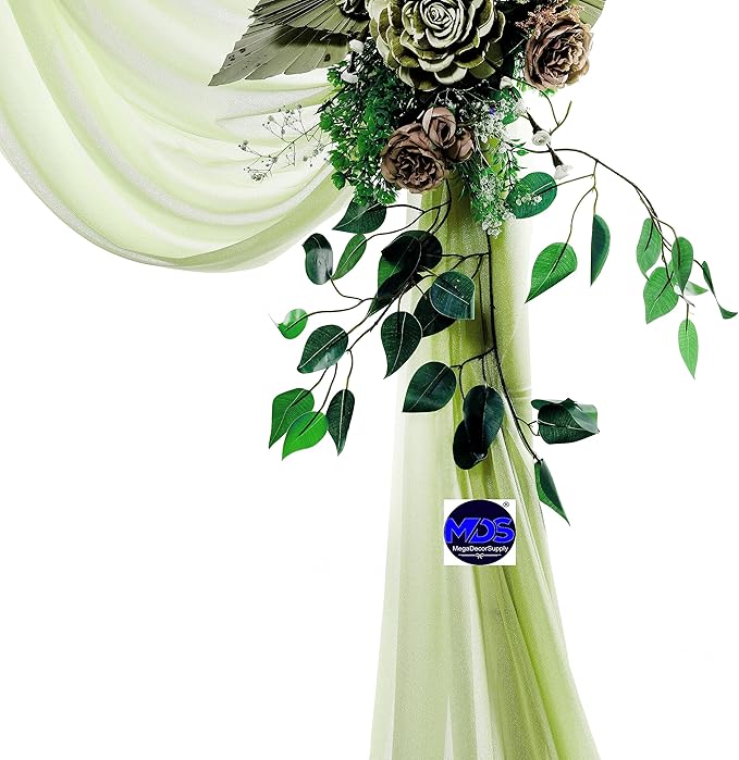 MDS Halloween Chiffon Draping Fabric - 1 Panel, 30" Wide x 20ft Long - Sheer Spooky Arbor & Canopy Drapery for Haunted House Backdrops, Party Ceilings, DIY Costumes & Themed Events - Sage Green