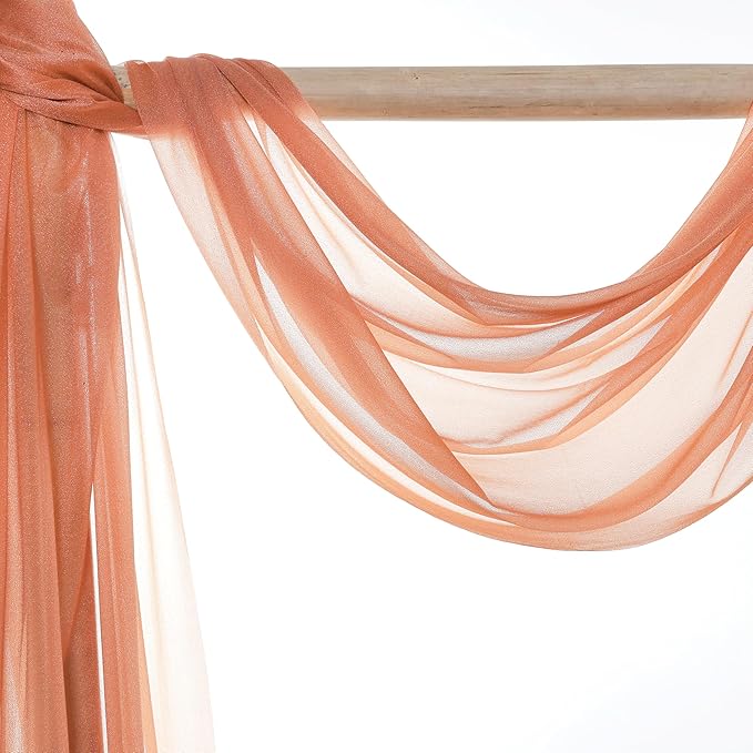 Backdrop Fabric Panel, Coral Peach Sheer Chiffon, 30 In x 40 Ft