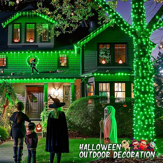 String Lights, 168 Ft Green 600 LED Set with Remote and Timer