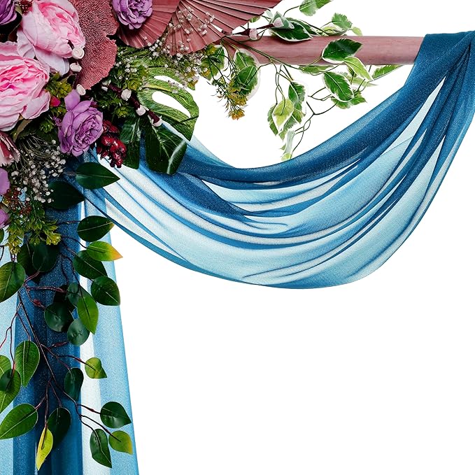 Backdrop Fabric Panel, Dark Teal Sheer Chiffon, 30 Inch x 40 Ft