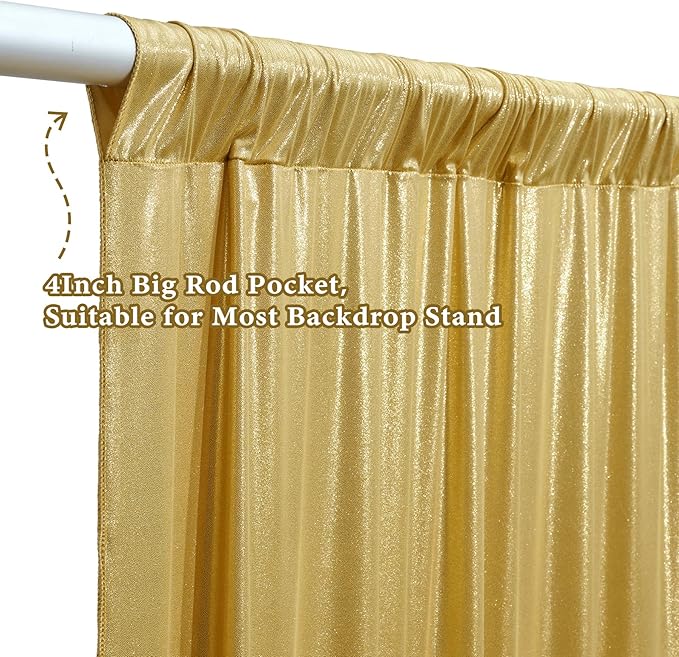 Outpain Thick 40 ft x 10 ft Gold Sequin Backdrop Curtain for Parties, Wrinkle Free Glitter Photo Backdrop Drapes 8 Panels 5x10ft Gold Back Drop Cloth for Wedding Christmas Photography Background