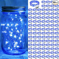 100 Pack Blue Fairy Lights 7Ft 20 LED Twinkle String Lights 3 Modes Battery Operated Waterproof Firefly Starry for Mason Jar Party Wedding Christmas Valentines Day Table Centerpieces