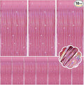 10 Pack Pink Metallic Tinsel Photo Backdrop for Wedding Engagement Baby Shower Bachelorette Christmas Celebration Birthday Party Decorations
