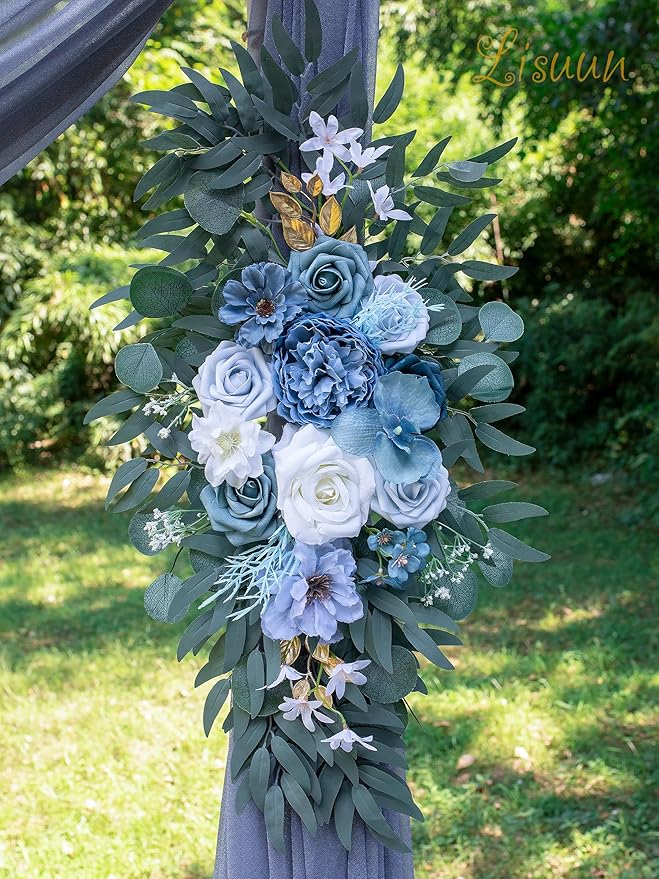 Artificial Silk Flowers Wedding Arch Swag, 40-Inch Large and 24-Inch Small