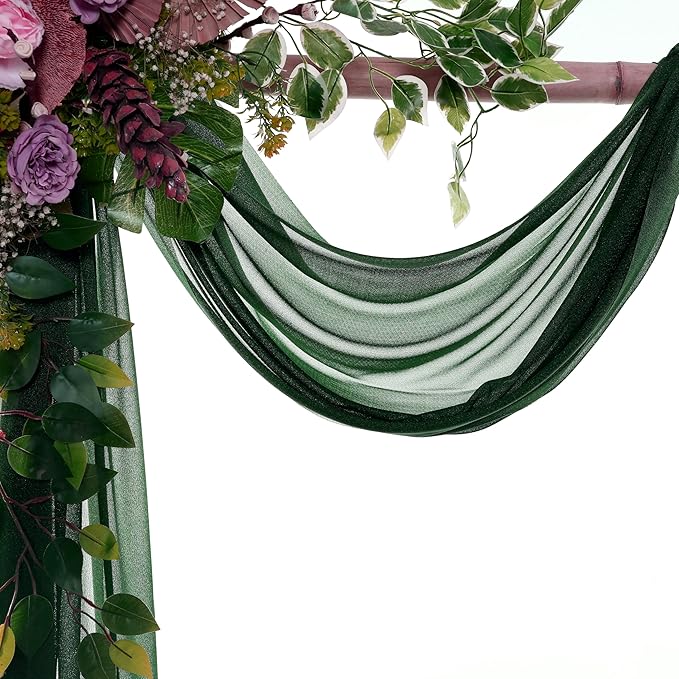 Backdrop Fabric Panel, Hunter Green Sheer Chiffon, 30 In x 40 Ft