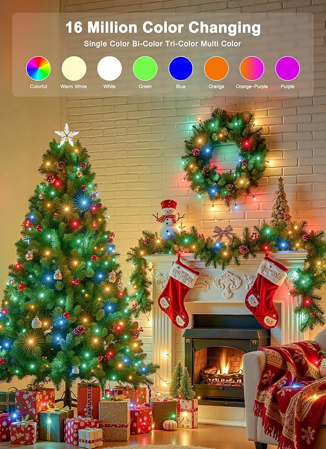 String Lights 250 LED 82 FT RGB Color Changing with App and Remote Control