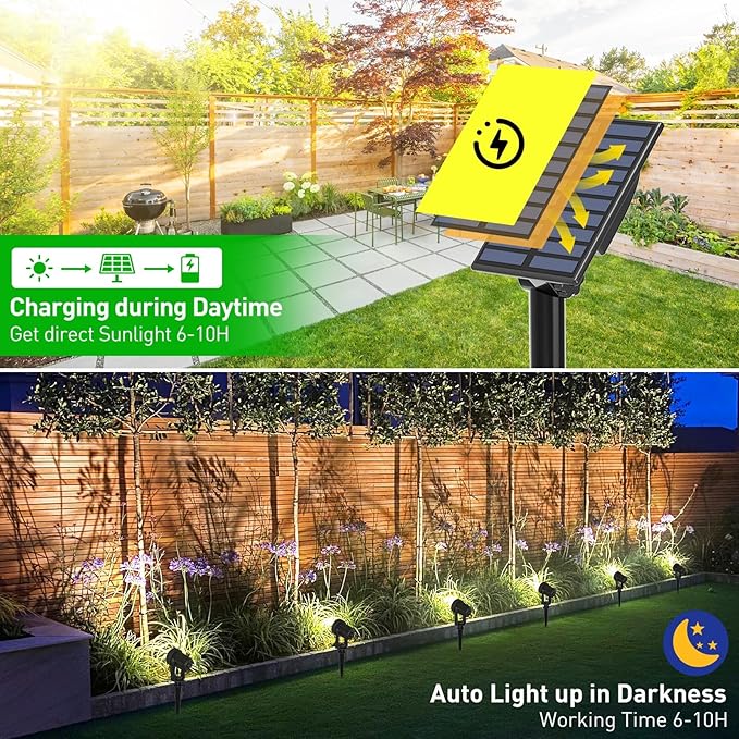Solar Spotlights Outdoor White 6000K IP65 Waterproof 150 Lumen