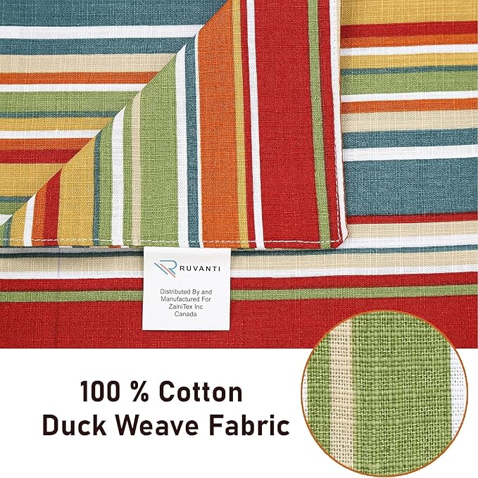 Ruvanti 100% Cotton Table Runner 36 Inches Long, Non-Slip, Stain Resistant, Washable & Reusable Table Runners Perfect for Wedding, Parties, Christmas, Holiday, in-Door use - Multi Stripe