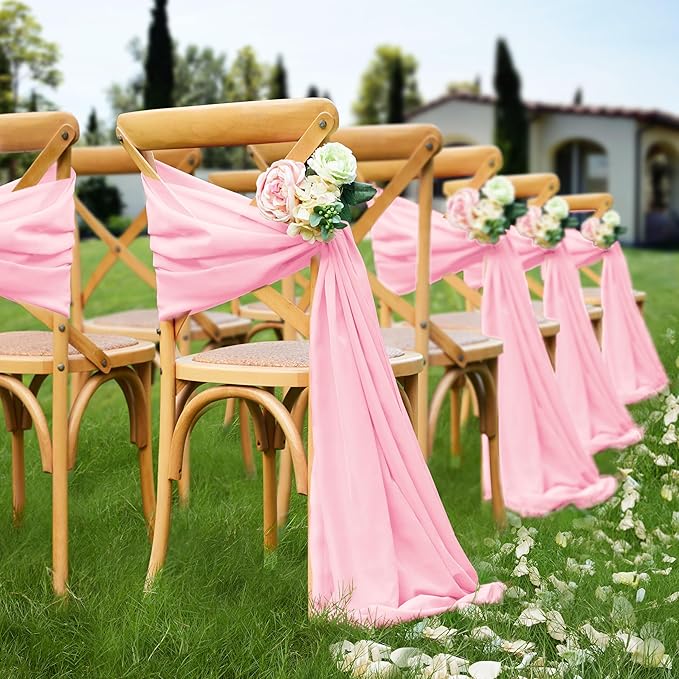 VACVELT Wedding Arch Draping Fabric Blush Pink Chiffon, 1 Panel Sheer Drapes 30 Inch x 20ft Chiffon Backdrop Curtain Decor, Outdoor Sheer Drapery for Ceremony Party Ceiling