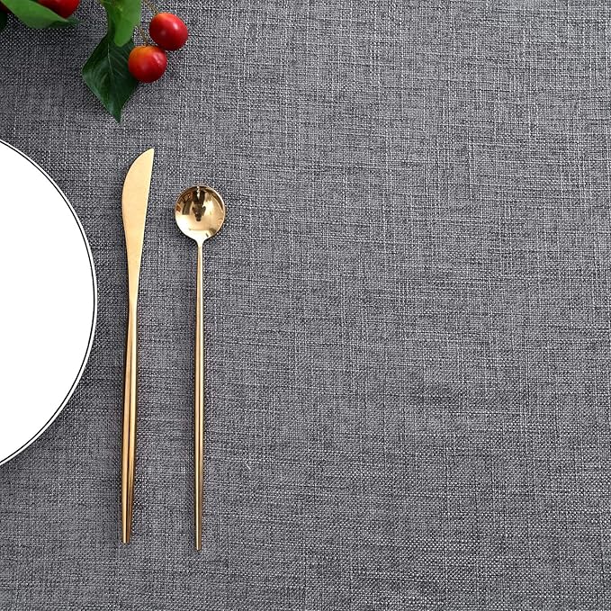maxmill Flaxy Faux Linen Tablecloth with 2-Tone Slubby Yarn Texture Wrinkle Resistant Anti-Shrink Soft Table Cloth for Kitchen Dining Restaurant Tabletop Rectangle 60 x 120 Inch Charcoal
