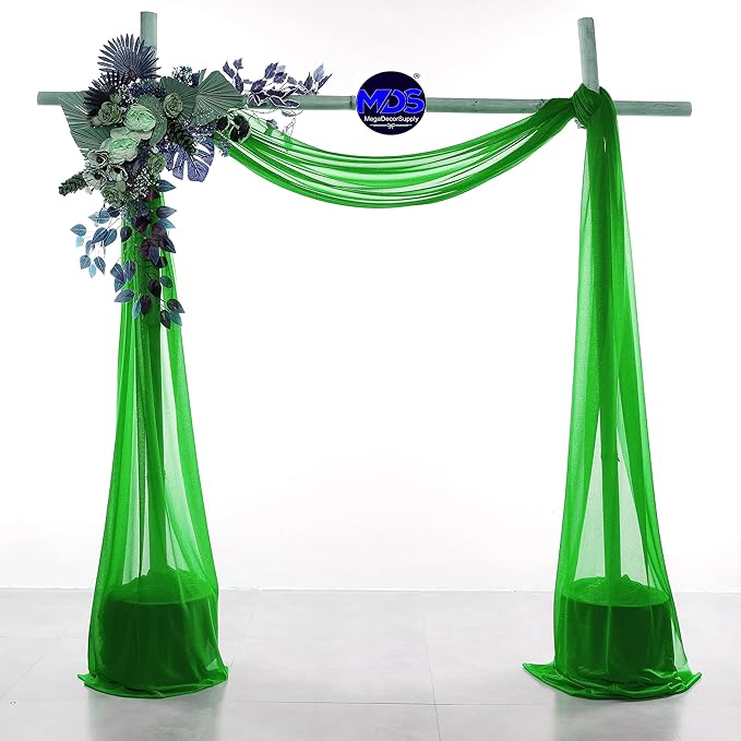 MDS Halloween Chiffon Draping Fabric - 2 Panel, 30" Wide x 40ft Long - Sheer Spooky Arbor & Canopy Drapery for Haunted House Backdrops, Party Ceilings, DIY Costumes & Themed Events - Green