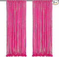 Sequin Backdrop Curtains Wedding Photo Backdrop Glitter Birthday Bridal Party Curtains Sparkle Background Drapes (Iridescent Hot Pink, 2 pcs-2ftx8ft)