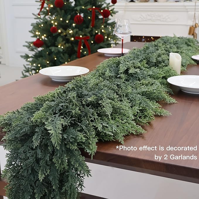 Garland 6 Ft Green Artificial Cedar, Soft-Touch Polyethylene Holiday Greenery