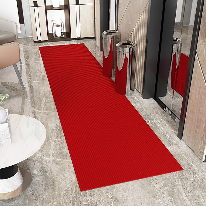 Ottomanson 2' x 16' Hallway Runner with Scraper Pile - Extra Durable Non-Slip Rug Mat for Indoor & Outdoor Use - Ideal for Kitchen, Entryway, Patio & Garage - High-Traffic Carpet, Red
