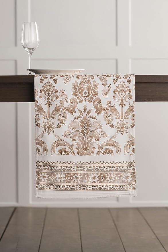 Maison d' Hermine Table Runner 100% Cotton Single Layer Table Runners 48 inches Long for Thanksgiving Christmas Decorations Home Kitchen Dining Party Wedding (Allure, 14.5" x 48")
