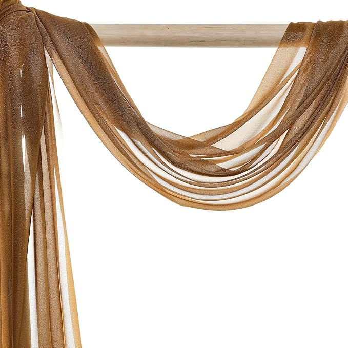 Fabric Sheer Chiffon Drape Panels, 4 Pack, 30 in x 20 ft, Mocha