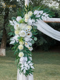 Artificial Flowers Wedding Arch Swag, Ivory White Silk Peony and Rose, 40 Inch