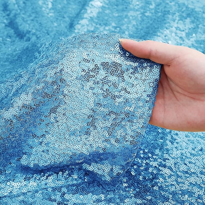 Sugargirl Turquoise Sequin Backdrop Curtain 4 Panels 2FTx8FT Glitter Turquoise Background Drapes Sparkle Photography Backdrop for Party Wedding Birthday Wall Decoration