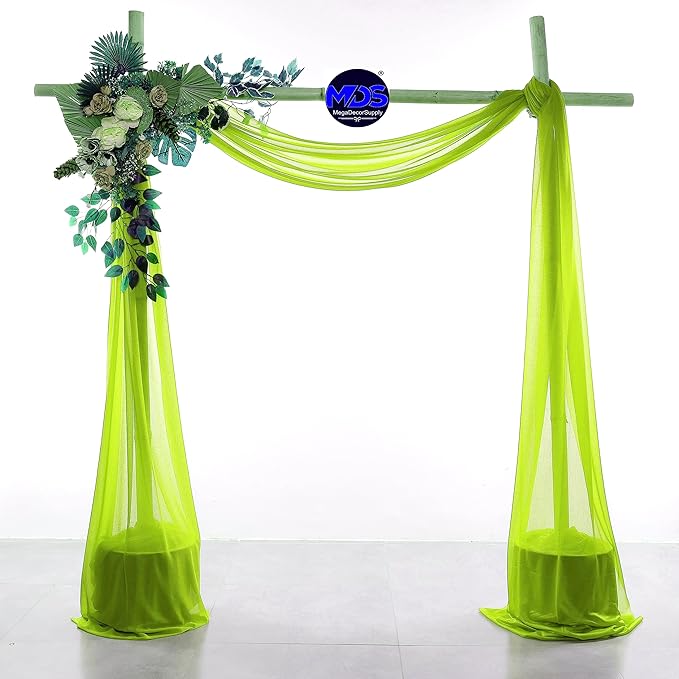 MDS Halloween Chiffon Draping Fabric - 1 Panel, 30" Wide x 20ft Long - Sheer Spooky Arbor & Canopy Drapery for Haunted House Backdrops, Party Ceilings, DIY Costumes & Themed Events - Parrot Green