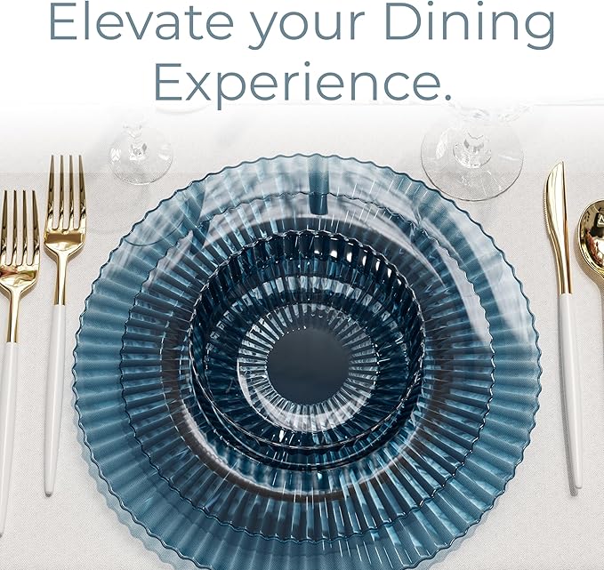 Disposable Plastic Plates 80 Count Sapphire Set for 40 Guests