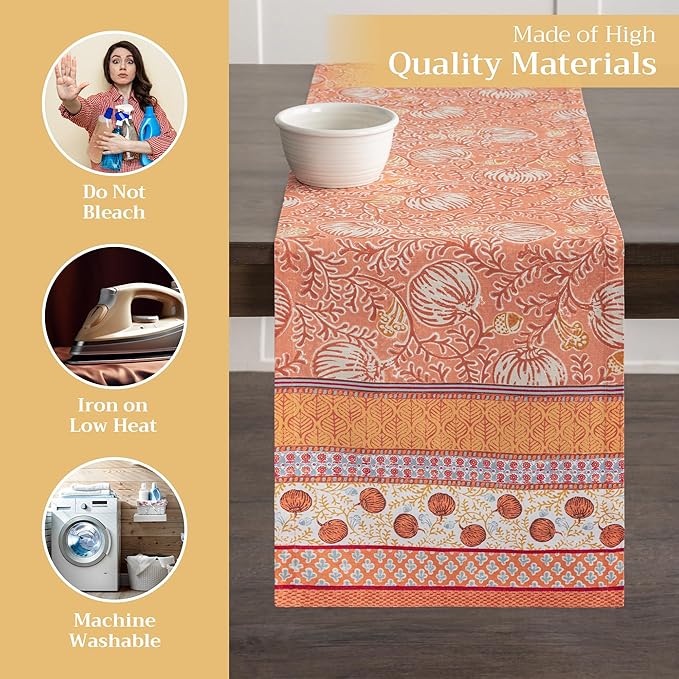 Maison d' Hermine Table Runner 100% Cotton Single Layer Table Runners 72 inches Long for Thanksgiving Christmas Decorations Home Kitchen Dining Party Wedding (Harvest Festival, 14.5" x 72")