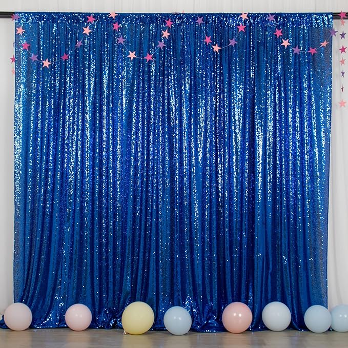 Backdrop Royal Blue Sequin Photo Background, 10 x 10 ft with Rod Pocket