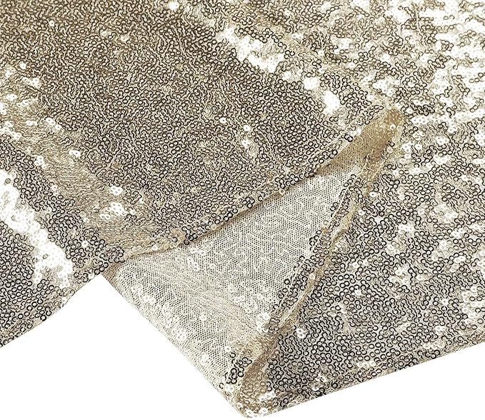 Sequin Backdrop Curtain, Champagne, 10 x 10 Ft, 1 Panel with Rod Pocket