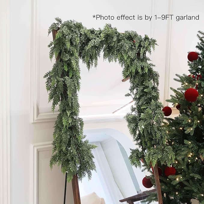 Garland 6 Ft Green Artificial Cedar with PE Needles for Christmas Decor