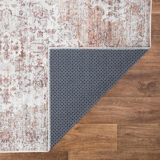 Bloom Rugs Washable Non-Slip 5' x 7' Rug - Ivory/Blush Traditional Area Rug for Living Room, Bedroom, Dining Room, and Kitchen - Exact Size: 5' x 7'